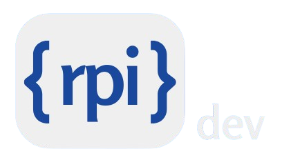 Logotipo de RPI Dev en blanco